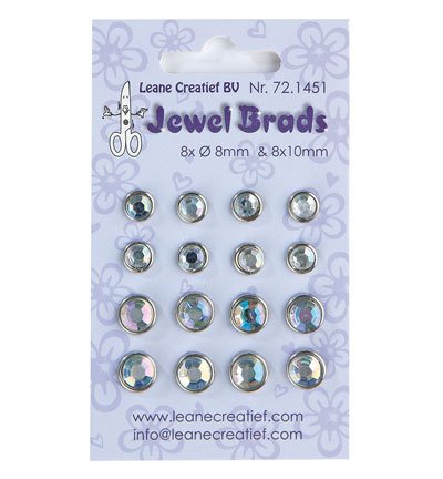 16 Jewel Brads , 8 + 10 mm, kristall