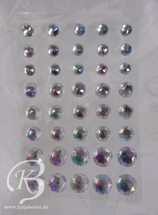 40 selbstklebende Strasssteine, kristall, sortiert