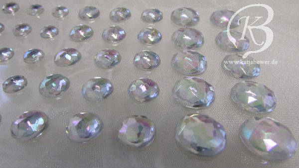 40 selbstklebende Strasssteine, kristall, sortiert