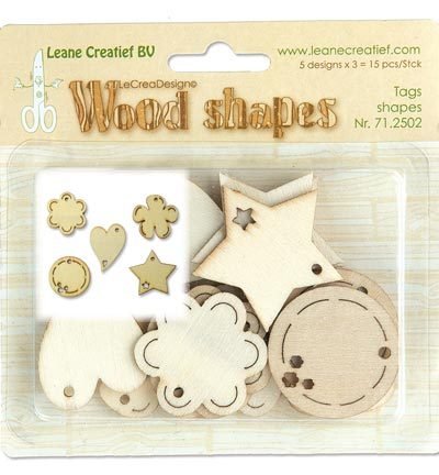 15 Holzornamente, Wood Shapes, Tag shapes