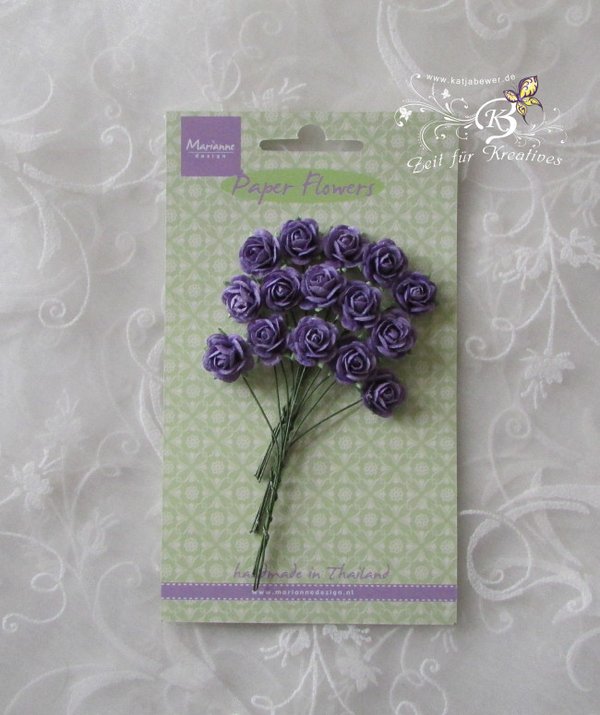 15 Paper Flowers - Roses, dark lavender RB2249
