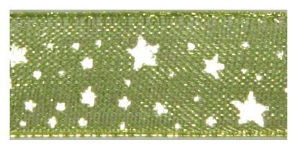 10m Organzaband mit Sternen, grün