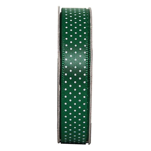 3m Schleifenband, 1cm - Gepunktet - Immergrün