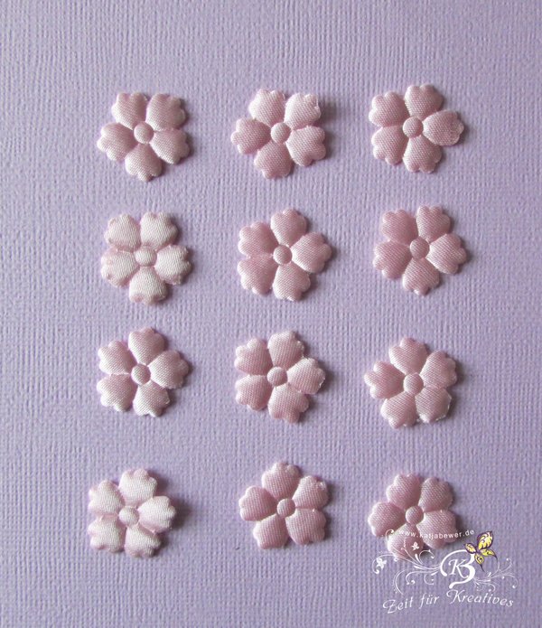 12 Stoffblümchen, 2cm, rosa -babyrosa-
