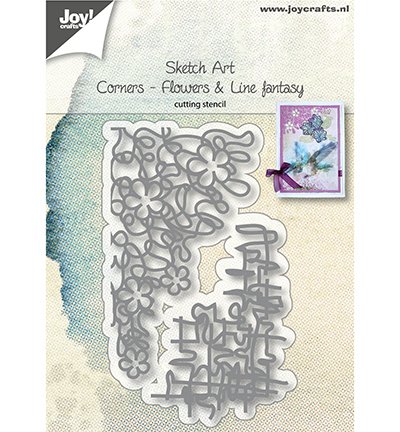 2 Stanzschablonen Sketch Art - Corners - Flowers & Line fantasy