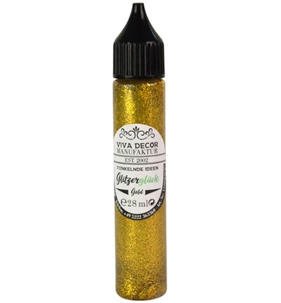 Viva Decor Glitzerglück - Glitter-Pen mit Malspitzen, 28 ml , gold