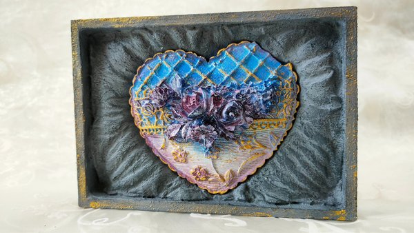 Silikonform Decorated Heart, 8,5 x 10 x 3,4 cm