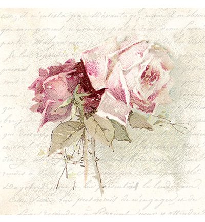 Serviette 33 x 33 cm , Vintage Rose Poem