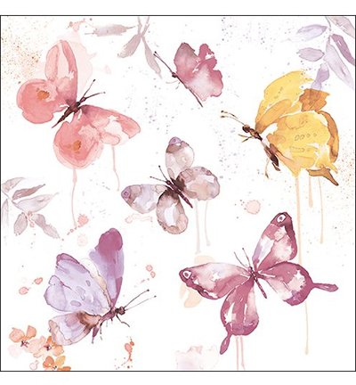 Serviette 33 x 33 cm , Butterfly Collection Rose