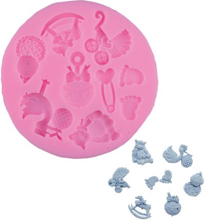 Silikonform Baby Accessoires, 7,5 x 7,5 x 1 cm